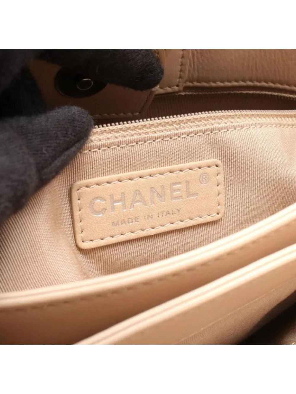 Chanel Shoulder Bag Quilted Light Beige Lambskin 2-Way